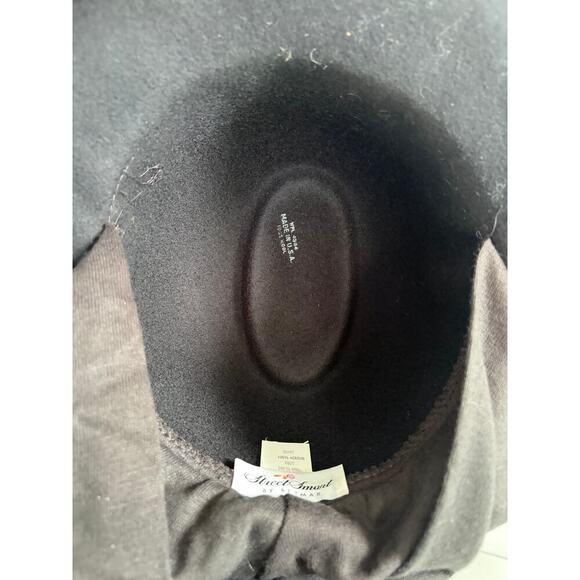 Street Smart by Betmar Wide Brim Black Hat w/ Wrap 100% Wool made in the USA